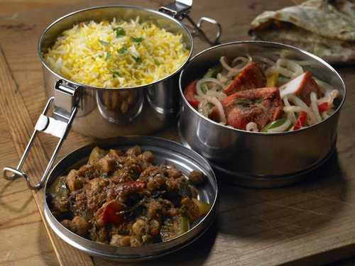 Freshly cooked sattvic meal